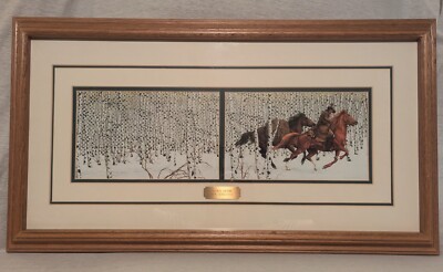 Bev Doolittle Sacred Ground Print Framed Matted Horses Snow Birch