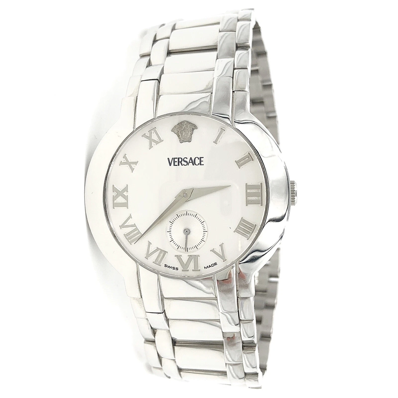 Orologio da uomo al quarzo Versace Madison BLQ99 Numerico Romano Quadrante Bianco Acciaio Inox