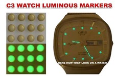 Watch Dial Hour round Markers 12 pcs Blue Green LUMINOUS Numerals dots indices