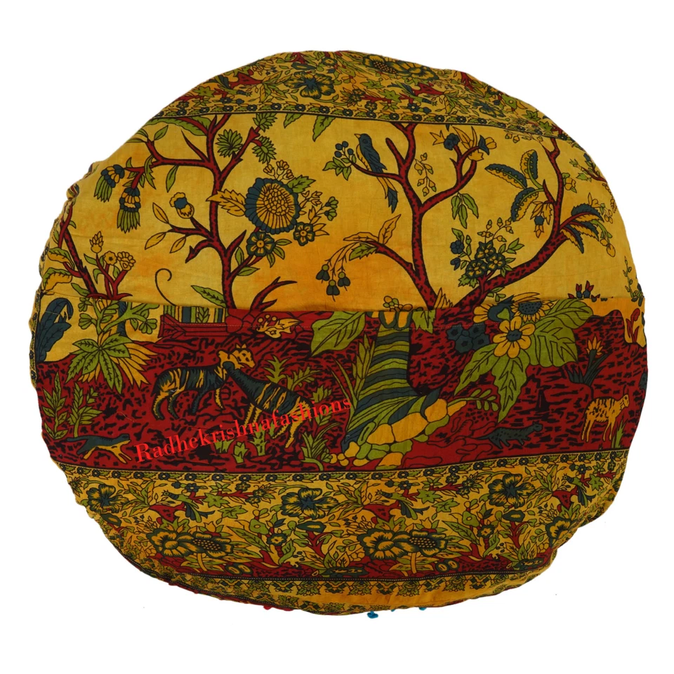 Yellow TL Cotton 35" Large Round Floor Pillow Cushion/Pouf Meditation Covers. - Image 4 of 4