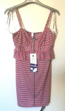 Hi By Henry Holland Strappy Striped Zip Front Dress Size 6 Uk BNWT Pink/Grey