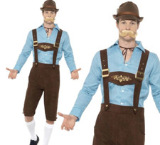 Mens Oktoberfest Costume Bavarian Lederhosen Fancy Dress Outfit M-XL