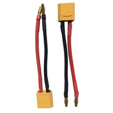 2pc Male XT90 to 4.0mm Bullet Plug Connector RC Battery Charger Cable 10cm 12AWG
