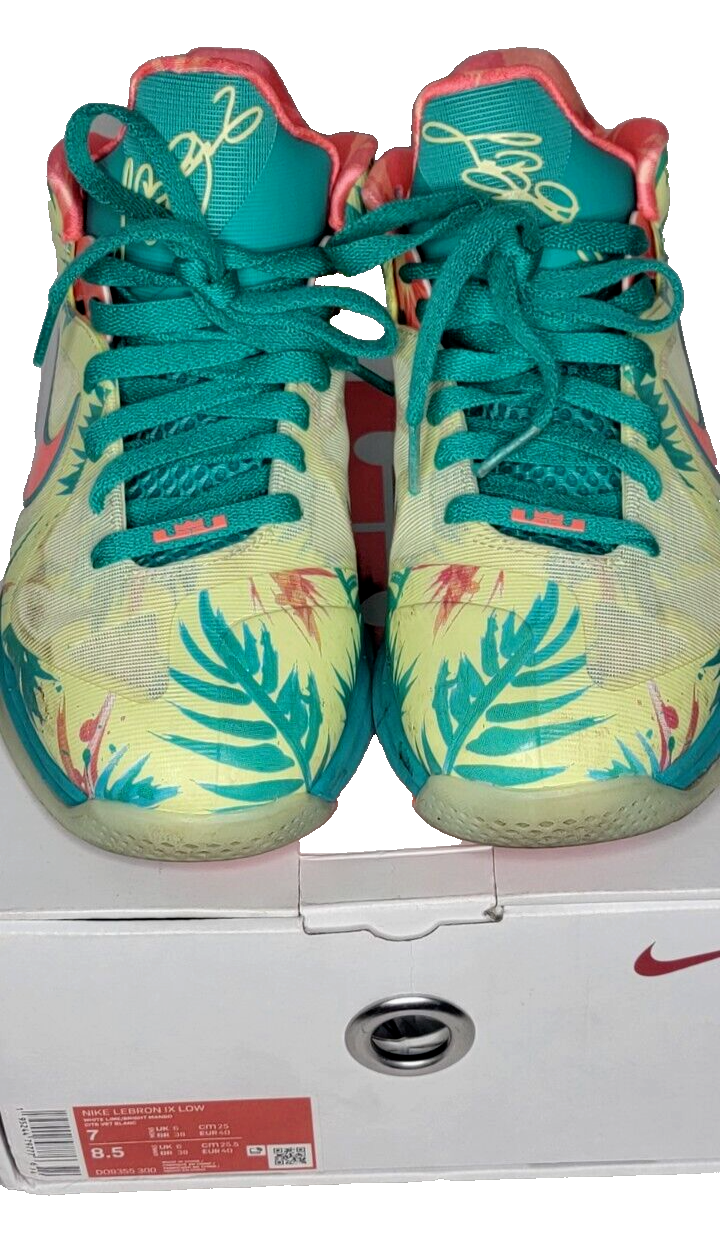Nike Lebron IX da uomo bianco basso lime mango brillante taglia 7 spedizione gratuita