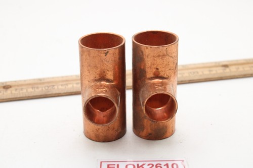 (2) 3/4" x 3/4" x 1/2" Sweat Copper Tee Fitting 2 Pack