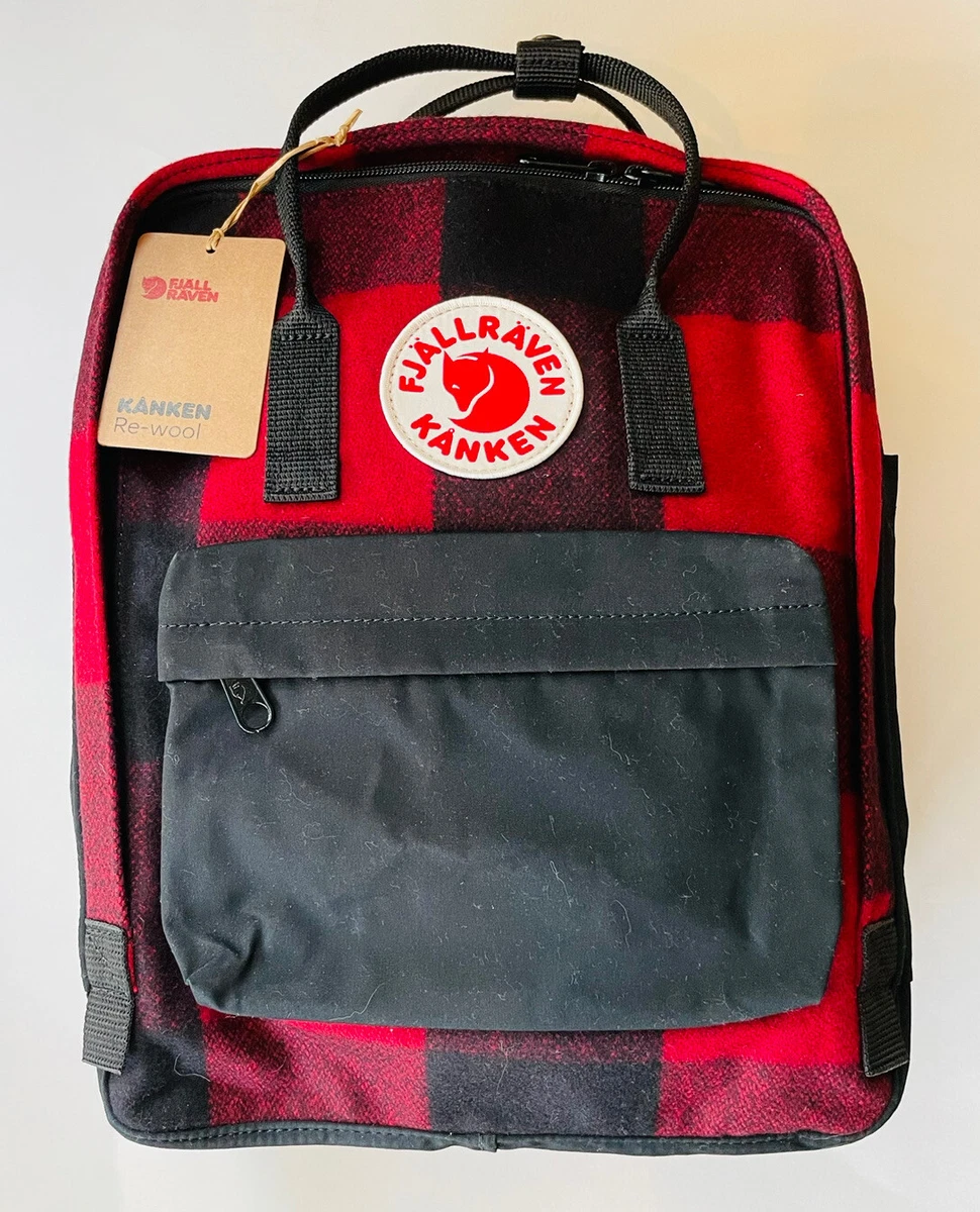 Hobart Insecten tellen Archeologie FJALLRAVEN KANKEN Re-Wool Red &amp; Black Plaid Backpack #23330 | eBay