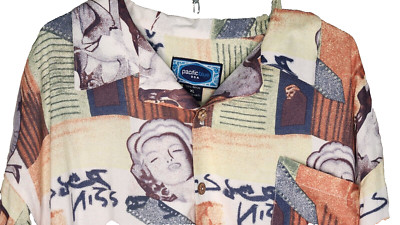 Vintage Y2K 1990s-Pacific Blue USA-Marilyn Monroe-Movie-Hawaiian-Hawaii-Shirt