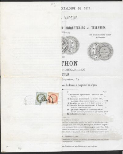 Cubierta de Francia 1874 franqueada PUBLICIDAD cubierta plegable ¡PRENSA ESPECIAL RARA! - Imagen 1 de 2