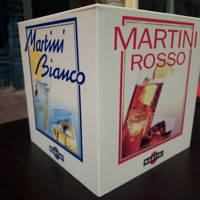 Martini Reklame Flaschenkühler Eiswürfelbehälter 4 Seiten Dry Rosso Bianco Rose