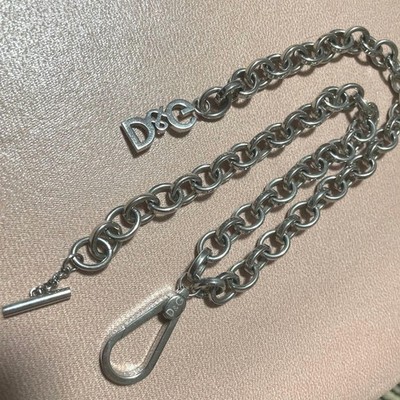 ウォレットチェーン　D＆G Dolce & Gabbana D&G Wallet Chain Silver Metal DG Logo Authentic