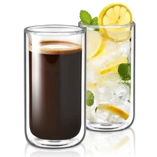 Glass Double Walled Beer Drinking Glasses, Insulated Thermo Glass Tumbler Wit...