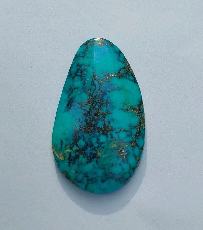 Natural Bisbee Blue Turquoise Stone-55 Ct Cab Sky Blue Chocolate Black Matrix #9 - Image 2 of 4