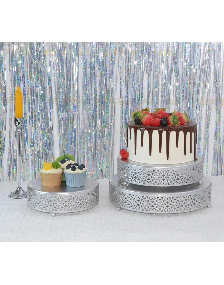Juego de 3 soportes para pasteles, soportes redondos de metal para pasteles, postres cupcakes pastelería dulces... Foto 4 de 4