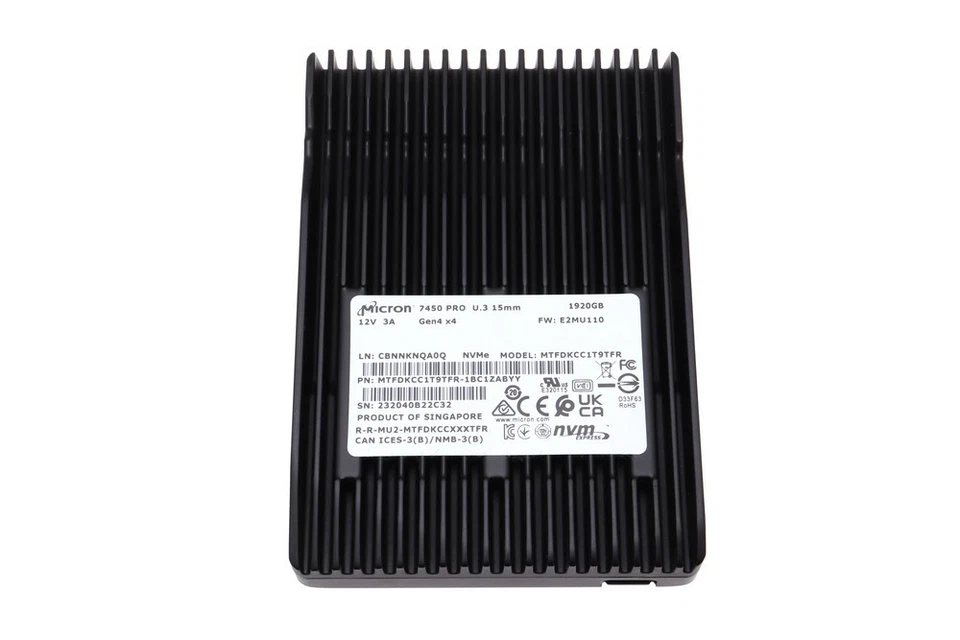 Micron 7450 PRO 1.92TB 2.5" U.3 /SFF-TA-1001 SSD / MTFDKCC1T9TFR-1BC1ZABYY - Image 2 of 4