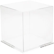 Plymor Clear Acrylic Display Case with Clear Base, 7" x 7" x 7"