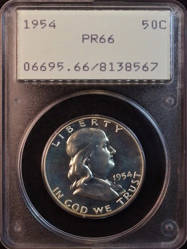 1954 Proof Franklin Silver Half Dollar - PCGS PR66! OGH Rattler Holder! Gorgeous
