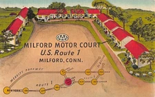 MILFORD, CT ~  MOTOR COURT ON US RT 1 OVERVIEW, Pub. ANDRES #E-11189, used 1953