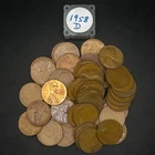 1958 D Lincoln Wheat Penny Roll 50 Coins Full Roll F-AU Better Grade Cent Lot
