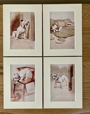 Bulldog By Cecil Aldin Set of 4 in 8x6 Mounts