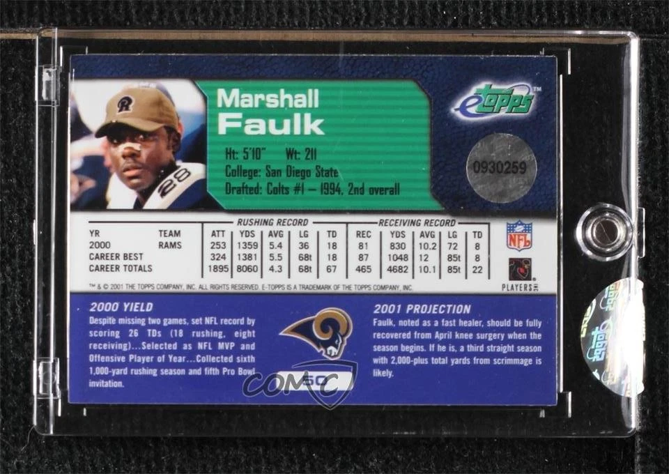 2001 eTopps Marshall Faulk #50 HOF - Image 2 of 2
