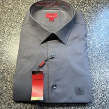 Alfani Men's XL 17-17.5 34/35 Slim Fit Dress Shirt Stretch Grey NEW