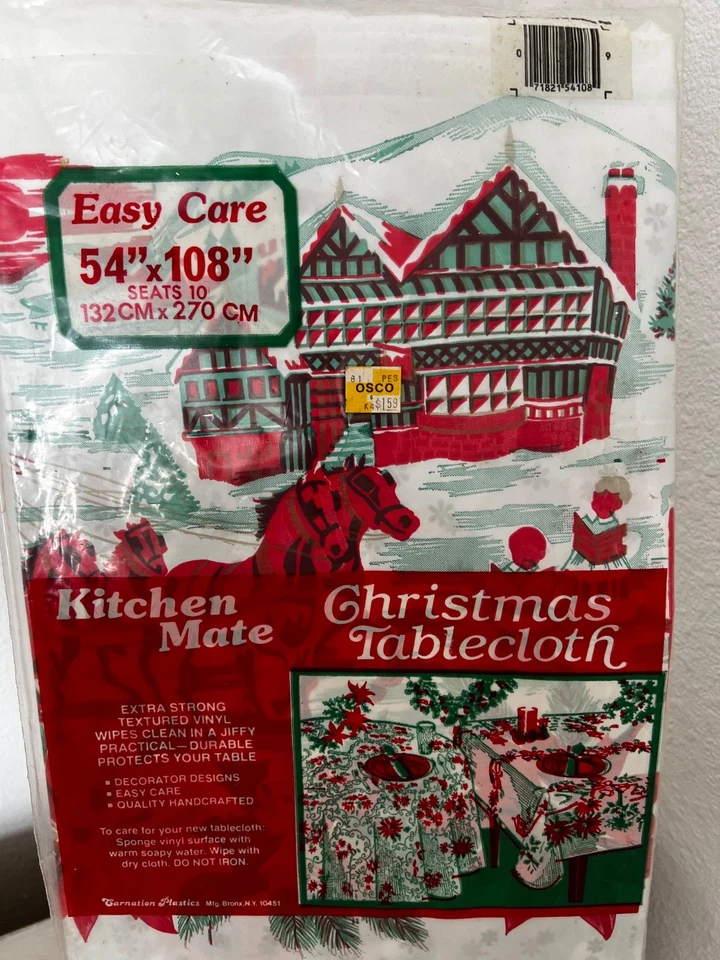 Vintage Kitchen Mate Vinyl Weihnachten Tischdecke 54 x 108 Sitzplätze 10