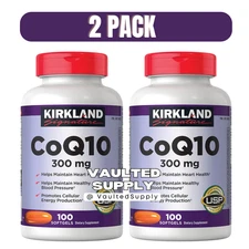 Kirkland Signature CoQ10 300mg 2 Pack 200 Softgels Heart Energy Support EXP 0527