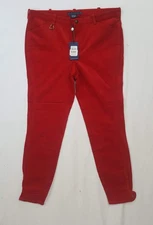Ralph Lauren Blue Label Riding Pants Women's Size 12 Equestrian Suede Patch Red