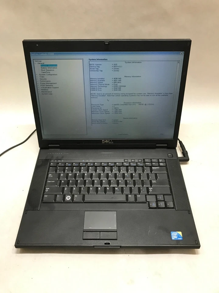 Dell Latitude E5500 15" Intel Core 2 Duo 4GB RAM NO HDD/OS NO BATTERY Boots - DW - Image 3 of 4