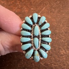 Navajo Cluster Ring Size 5 B Native American Womens Turquoise Very Nice Zuni