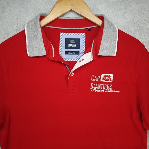BRAX Poloshirt Herren Polohemd Shirt Gr. L Rot Polokragen Kurzarm Baumwolle - Bild 2 von 10