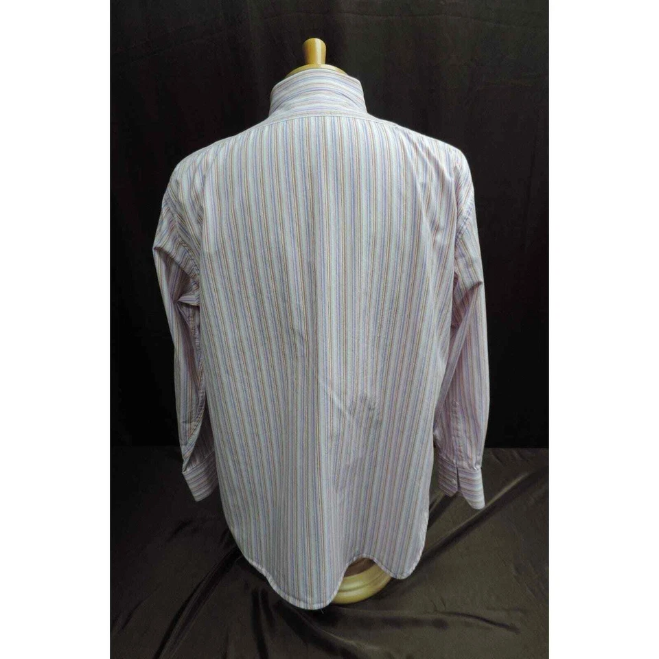 Arnold Zimberg Hombre Talla 17.5/34 Manga Larga Botón Delantero Multicolor Rayas Foto 4 de 4