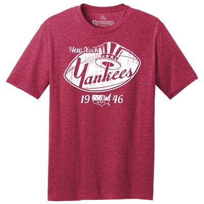 New York Yankees 1946 AAFC Football TRI-BLEND Tee Shirt Giants, Jets,  Mets