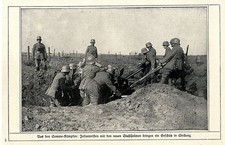 Deutsche Infanteristen mit den neuen Stahlhelmen an der Somme-Front c.1916