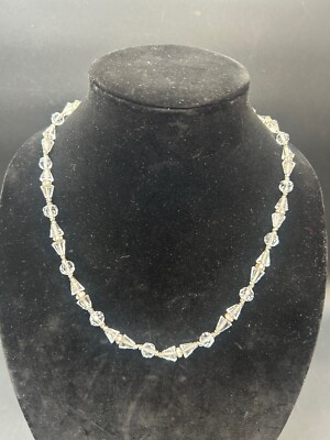 Vintage Miriam Haskell Clear Beaded Crystal Necklace 21''