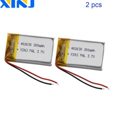 2pcs 3.7V 200mAh 0.74Wh Li-Polymer Li Battery 402030 For Bluetooth Headset GPS