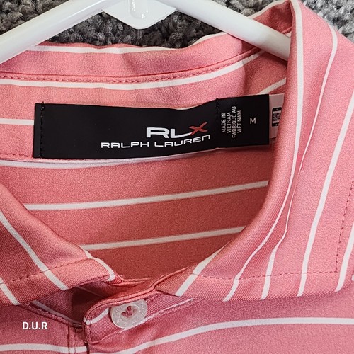 Rlx Ralph Lauren Poloshirt Herren Medium Pfirsich Weiß Streifen Kurzarm Golf - Bild 5 von 11