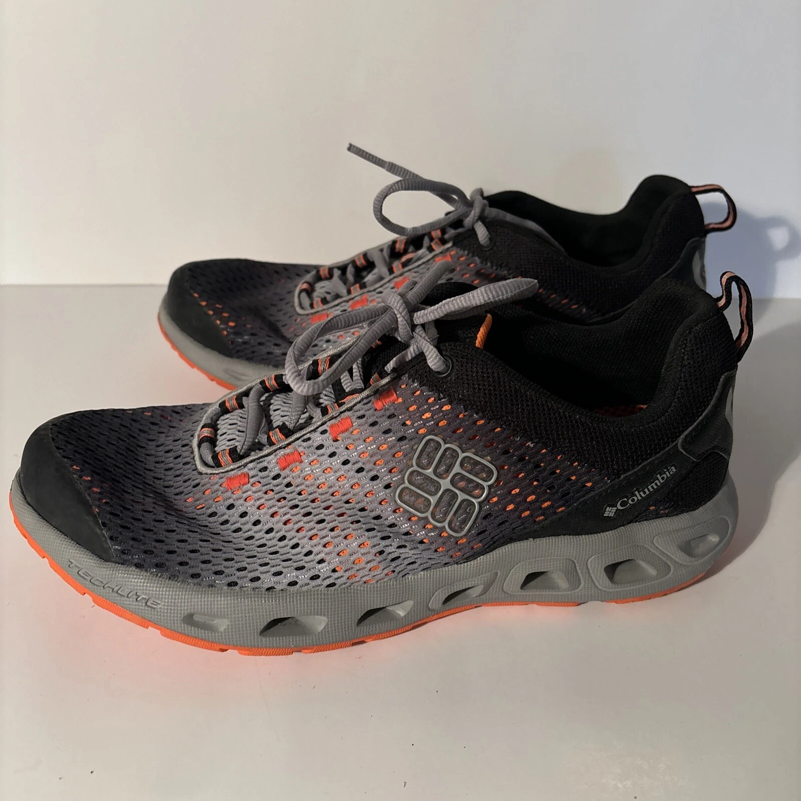 Columbia Fishing Sneaker Mesh Orange/Grey Men's 8.5 Breathable