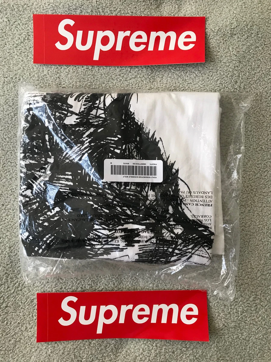 Supreme Yohji Yamamoto Scribble Wolf Tee, White, Size M, DS