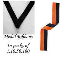 Black And Orange Medal Ribbons with clip Woven in packs of 1,10,50,100