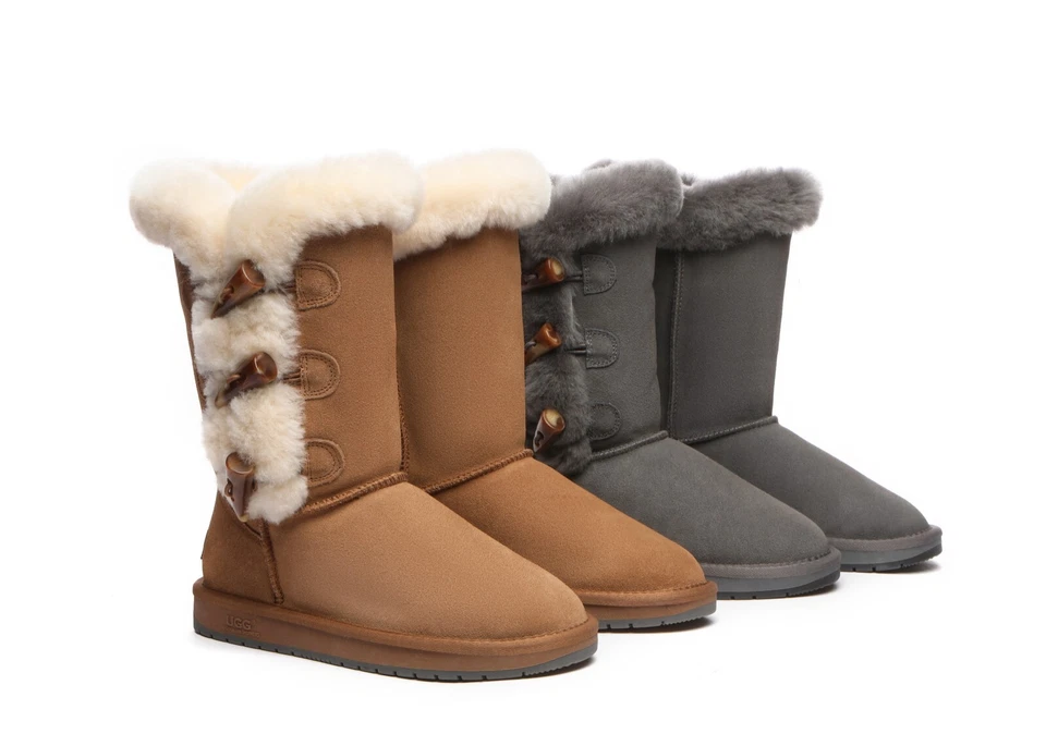 AUSTRALIAN SHEPHERD® UGG Boots Women Sheepskin Wool Horn Toggle Nonslip Tamari - image 2 of 4