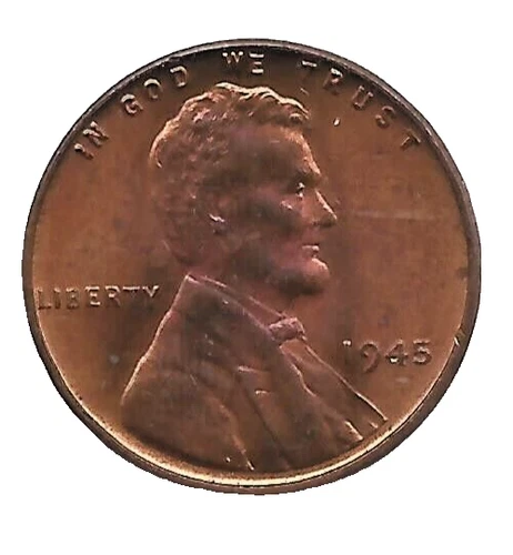 RUBY RED MS 1945 Philadelphia Mint Copper Lincoln Wheat Cent KM# A132