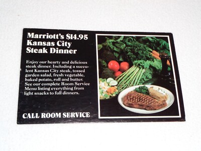 Marriott Hotel Kansas City Steak Dinner Vintage Call Room Service Advertisement