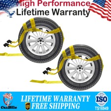 2x Car Tire Hauler Truck Tow Dolly Strap Wrecker Basket W Flat Hook Heavy Duty