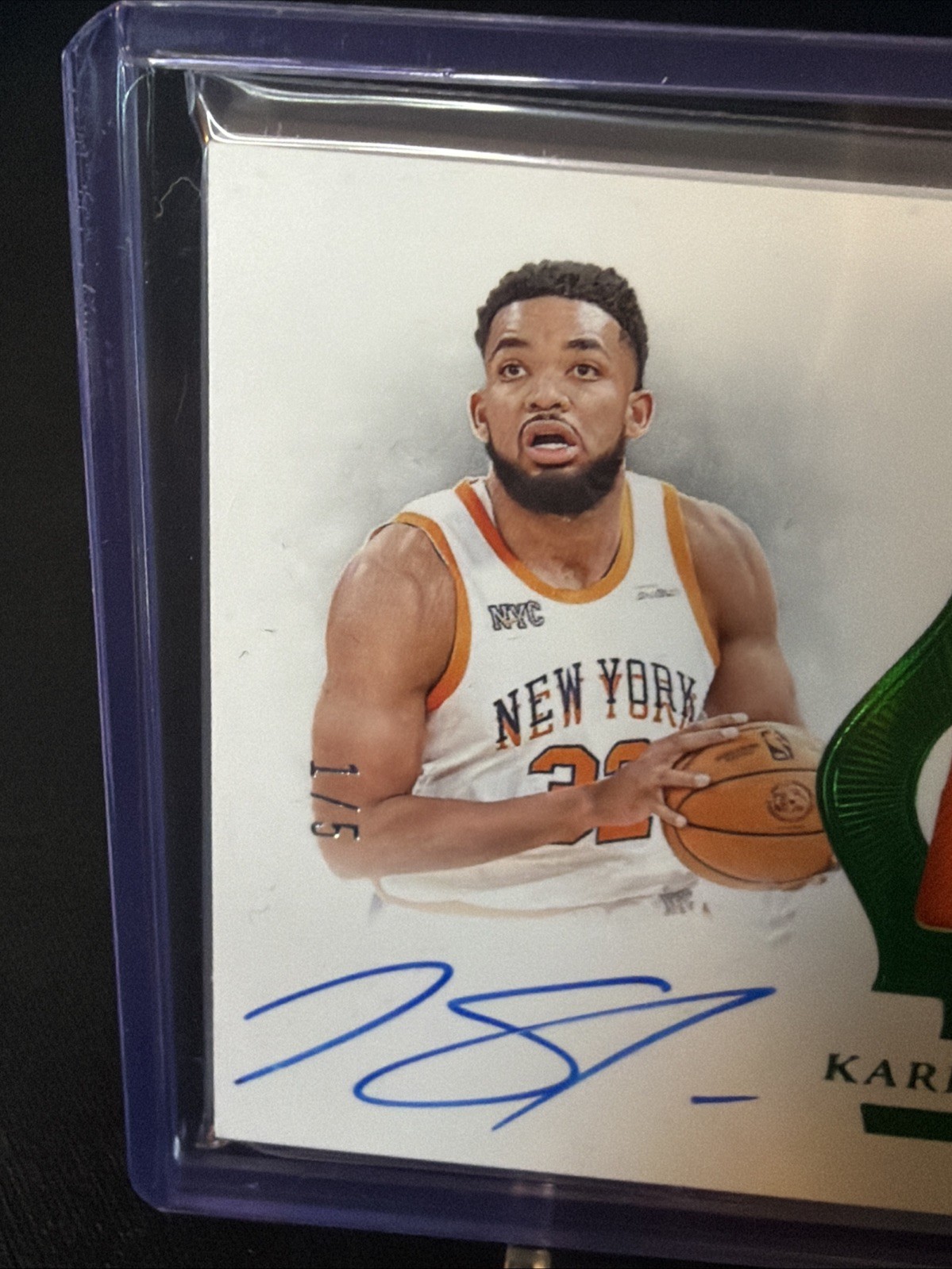 2024-25 Panini Flawless New York Knicks Patch Auto Karl-Anthony Towns 3 Color view 3