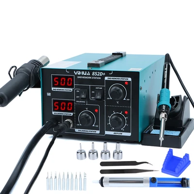 YIHUA 852D+ Air Pump Hot Air Rework Station Soldering Iron Kit Desoldering Tool