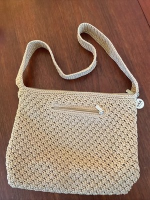 The Original Sak Boho Hippie Crochet Shoulder Bag Beige