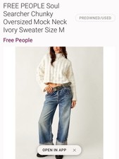 We The Free Creamy White Chunky Knit Mock Neck Sweater  Size Medium