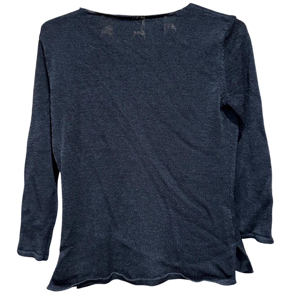 Top Sarah Arizona de Colección Talla Pequeña Negro Cuello en V Manga Larga Ligero Minimalista Foto 2 de 4