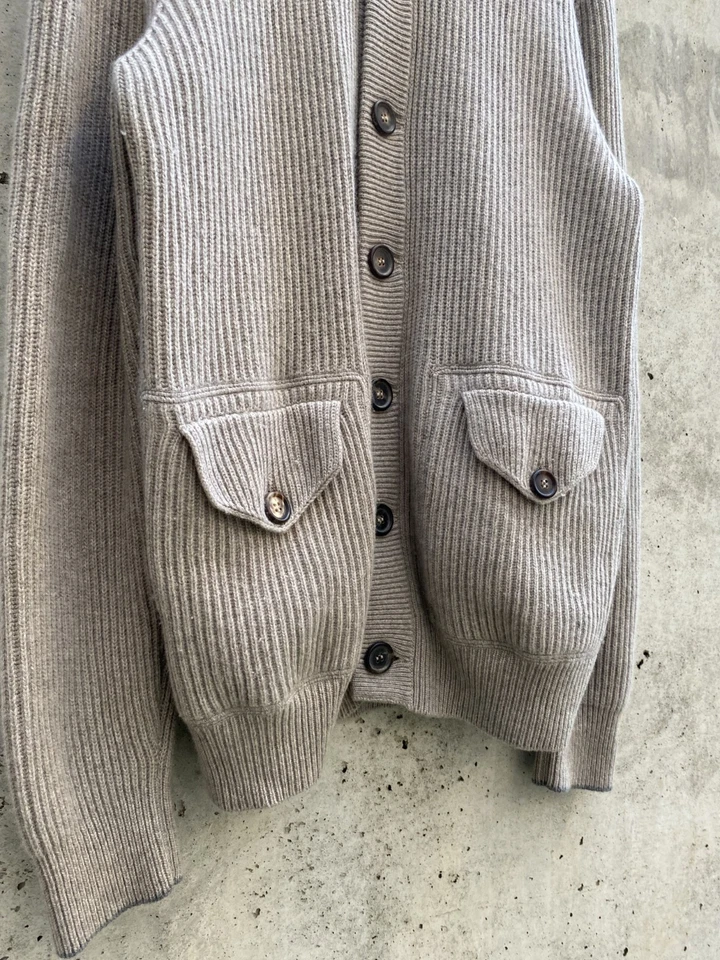 Brunello Cucinelli 100% Cashmere Ribbed Cardigan — Made in Italy - Image 3 of 4